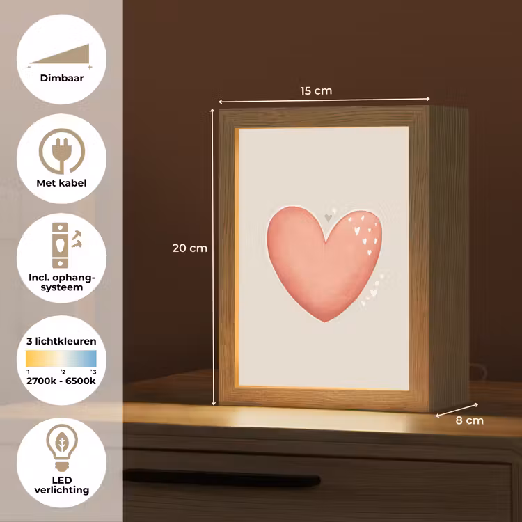 Nachtlampje - Rood - Hart - Beige — 2
