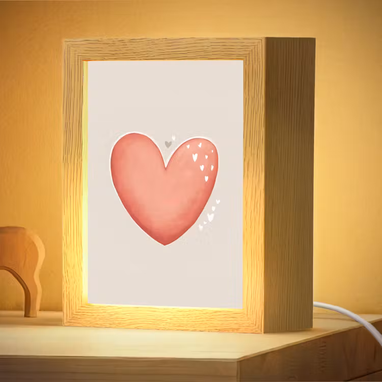 Nachtlampje - Rood - Hart - Beige — 4