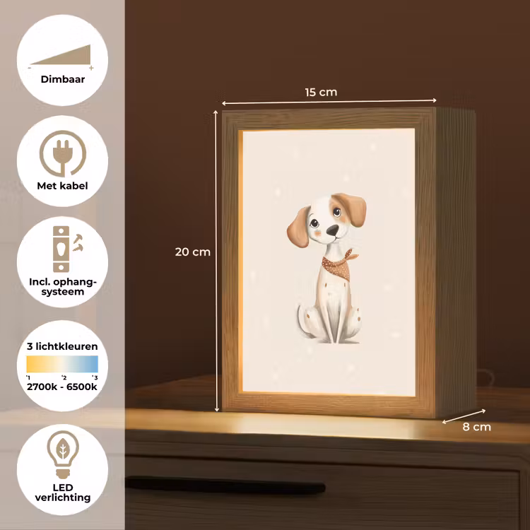 Nachtlampje - Hond - Pup - Beige - Stippen — 2