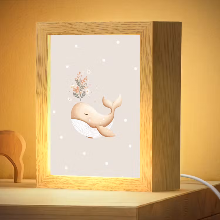Nachtlampje - Walvis - Minimalistisch - Bloemen - Stippen — 4