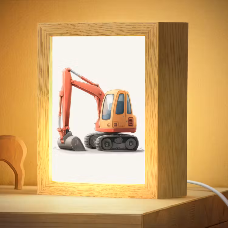 Nachtlampje - Graafmachine - Oranje - Illustratie - Minimalistisch — 4