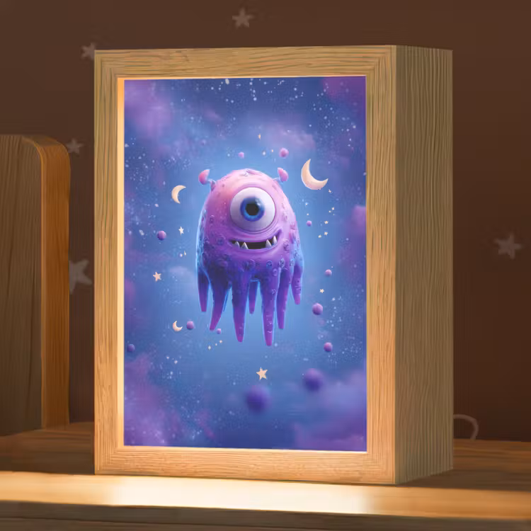 Nachtlampje - Monster - Ruimte - Sterren - Paars — 1