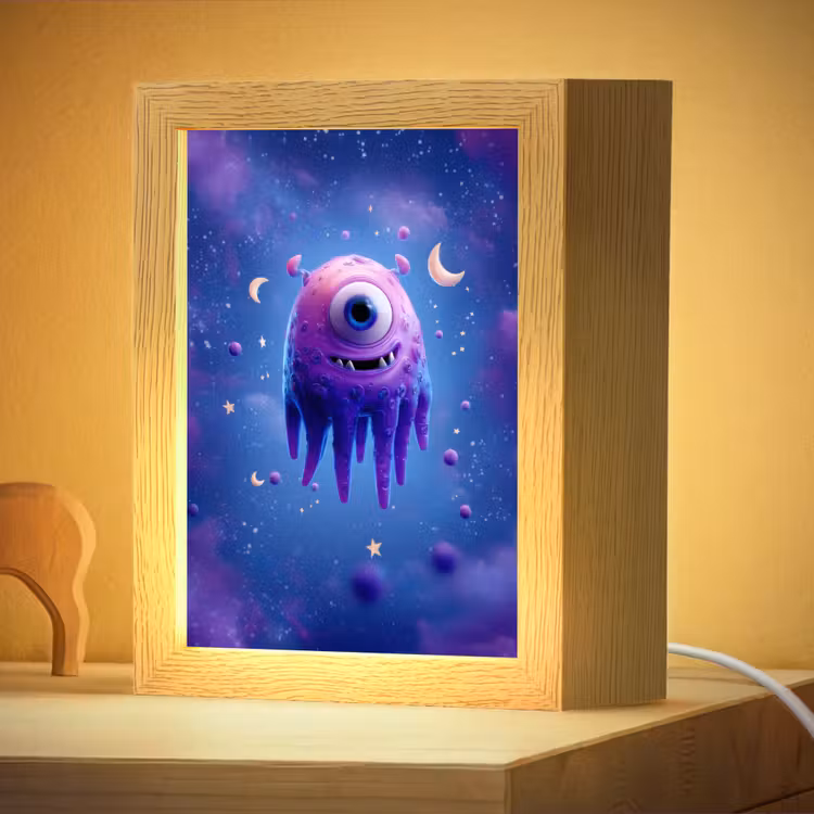 Nachtlampje - Monster - Ruimte - Sterren - Paars — 4