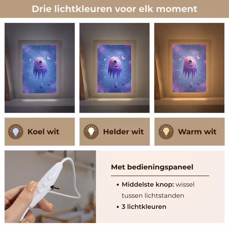Nachtlampje - Monster - Ruimte - Sterren - Paars — 5