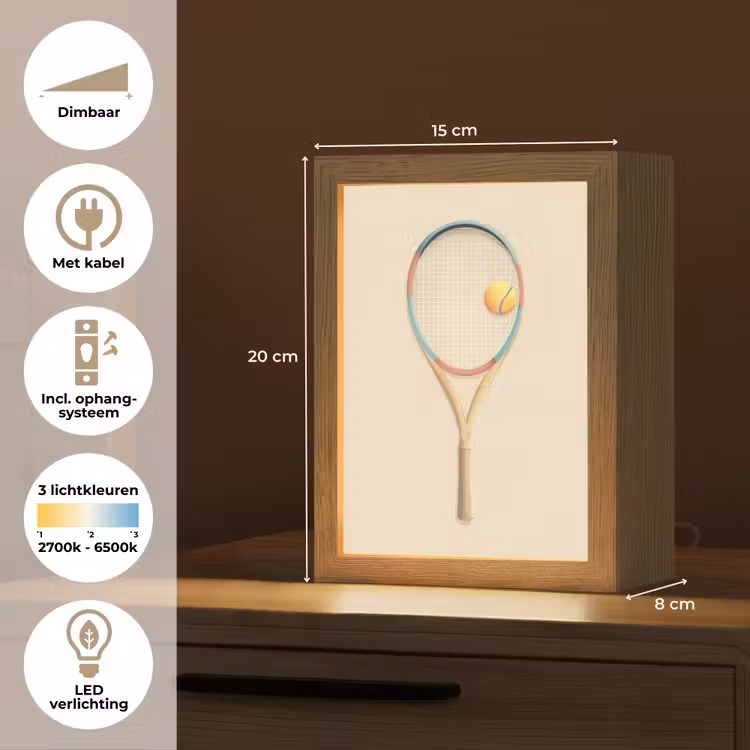 Nachtlampje - Tennisracket - Bal - Beige — 2