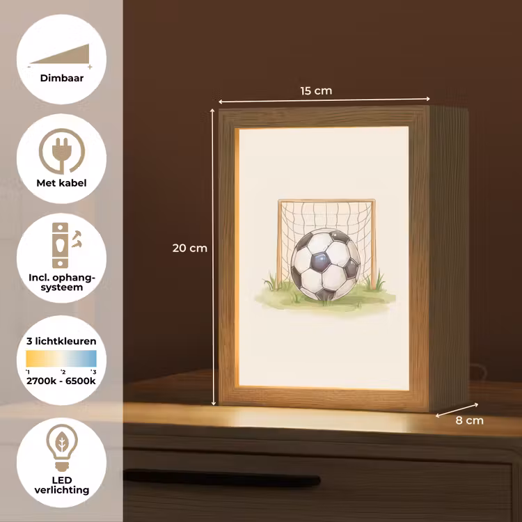 Nachtlampje - Voetbal - Goal - Gras - Beige — 2