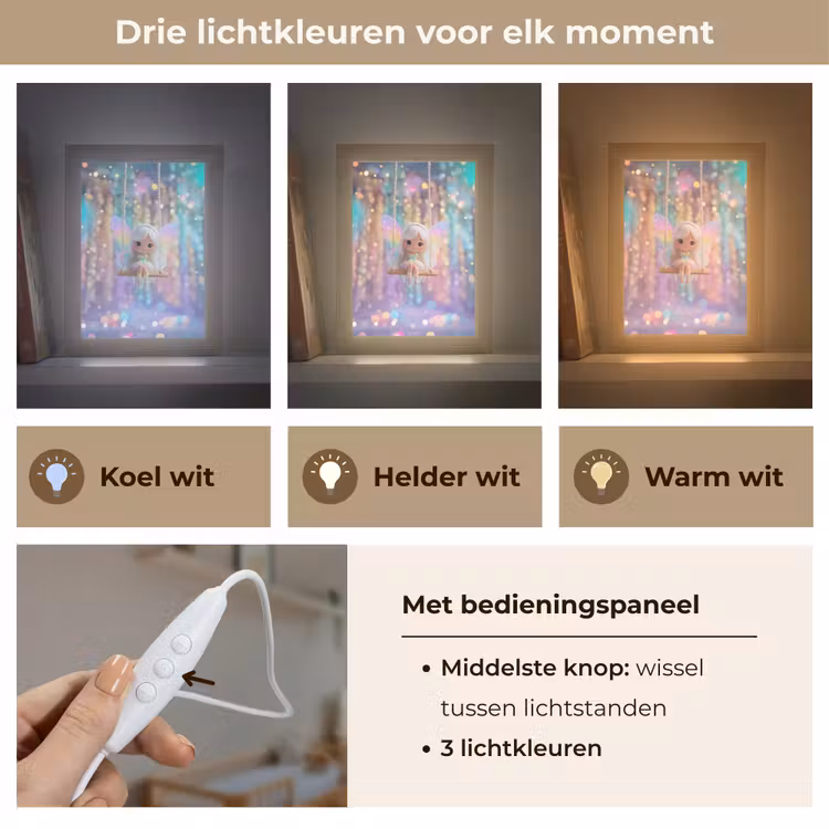 Nachtlampje - Fee - Schommel - Paars - Glinsters — 5