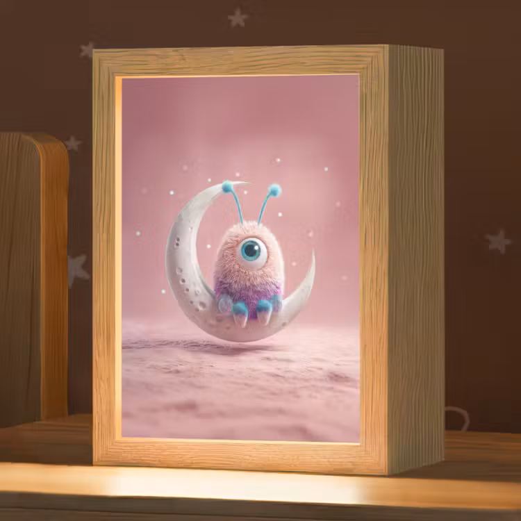 Nachtlampje - Maan - Monster - Roze — 1