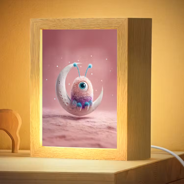 Nachtlampje - Maan - Monster - Roze — 4