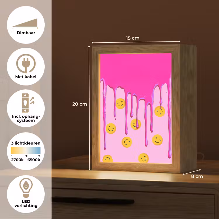 Nachtlampje - Smiley - Roze - Glazuur — 2