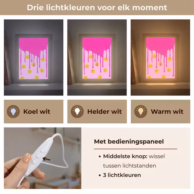 Nachtlampje - Smiley - Roze - Glazuur — 5