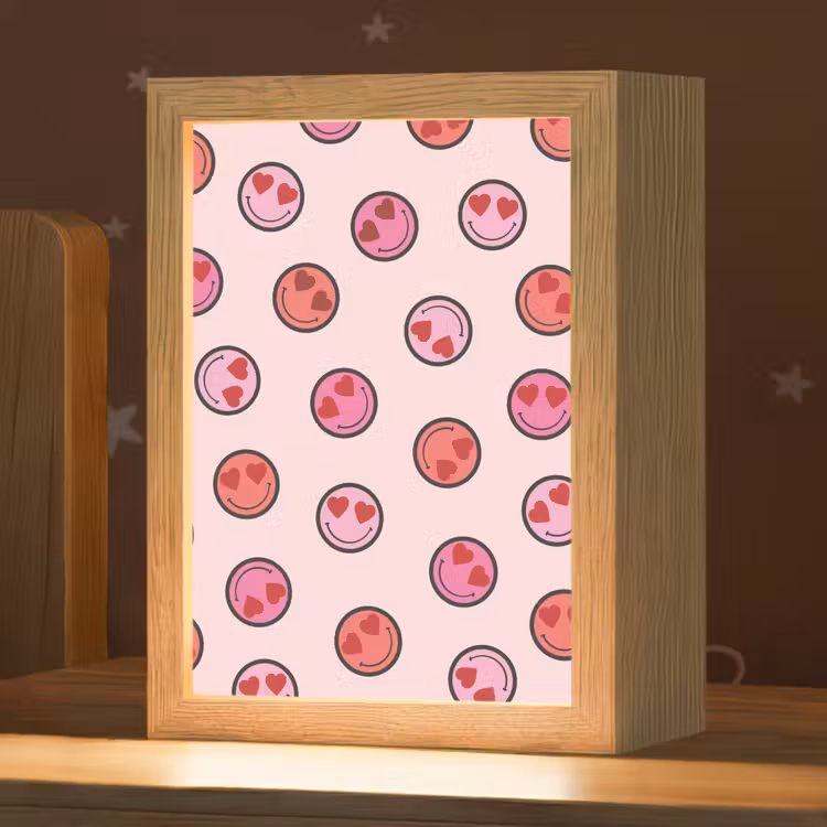 Nachtlampje - Smileys - Hartjes - Roze — 1