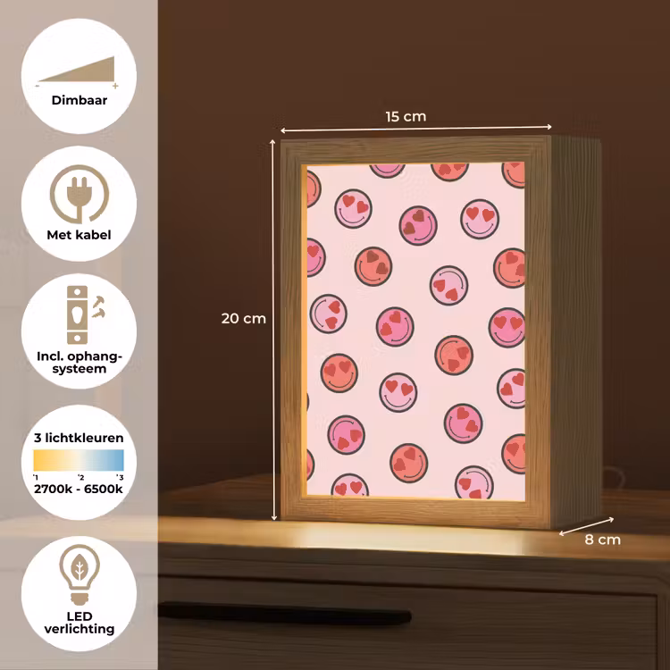 Nachtlampje - Smileys - Hartjes - Roze — 2