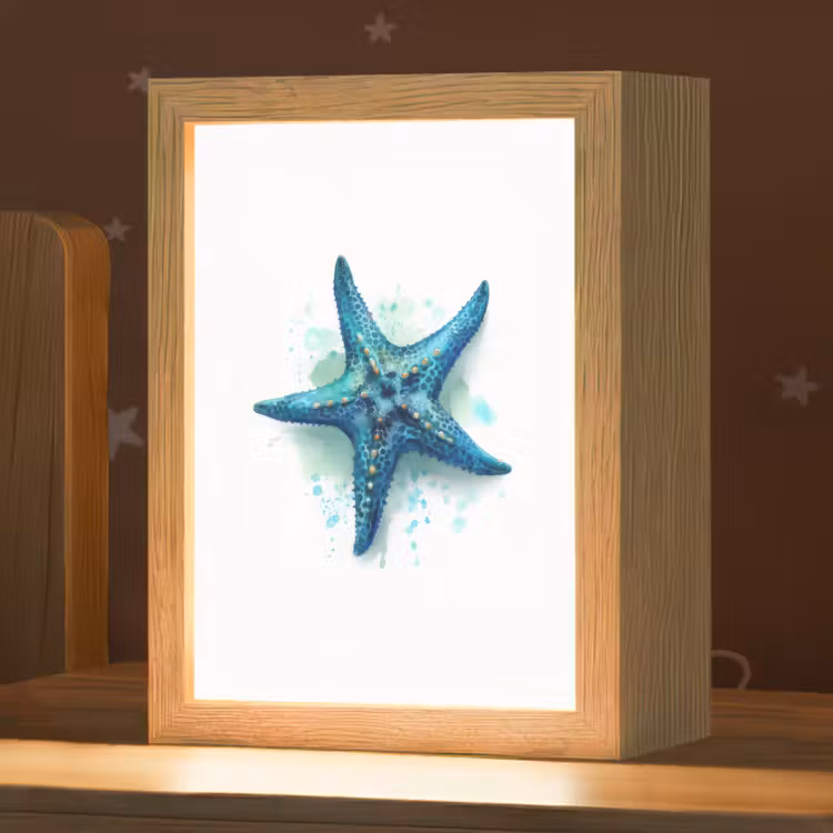 Nachtlampje - Zeester - Blauw - Spetters — 1