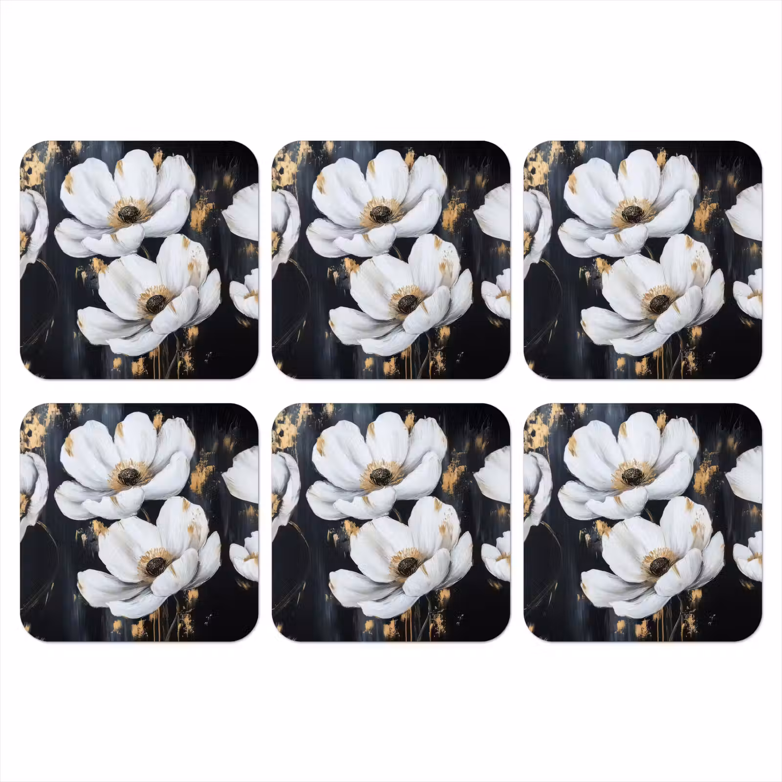 Onderzetter - Bloemen - Wit - Abstract — 1