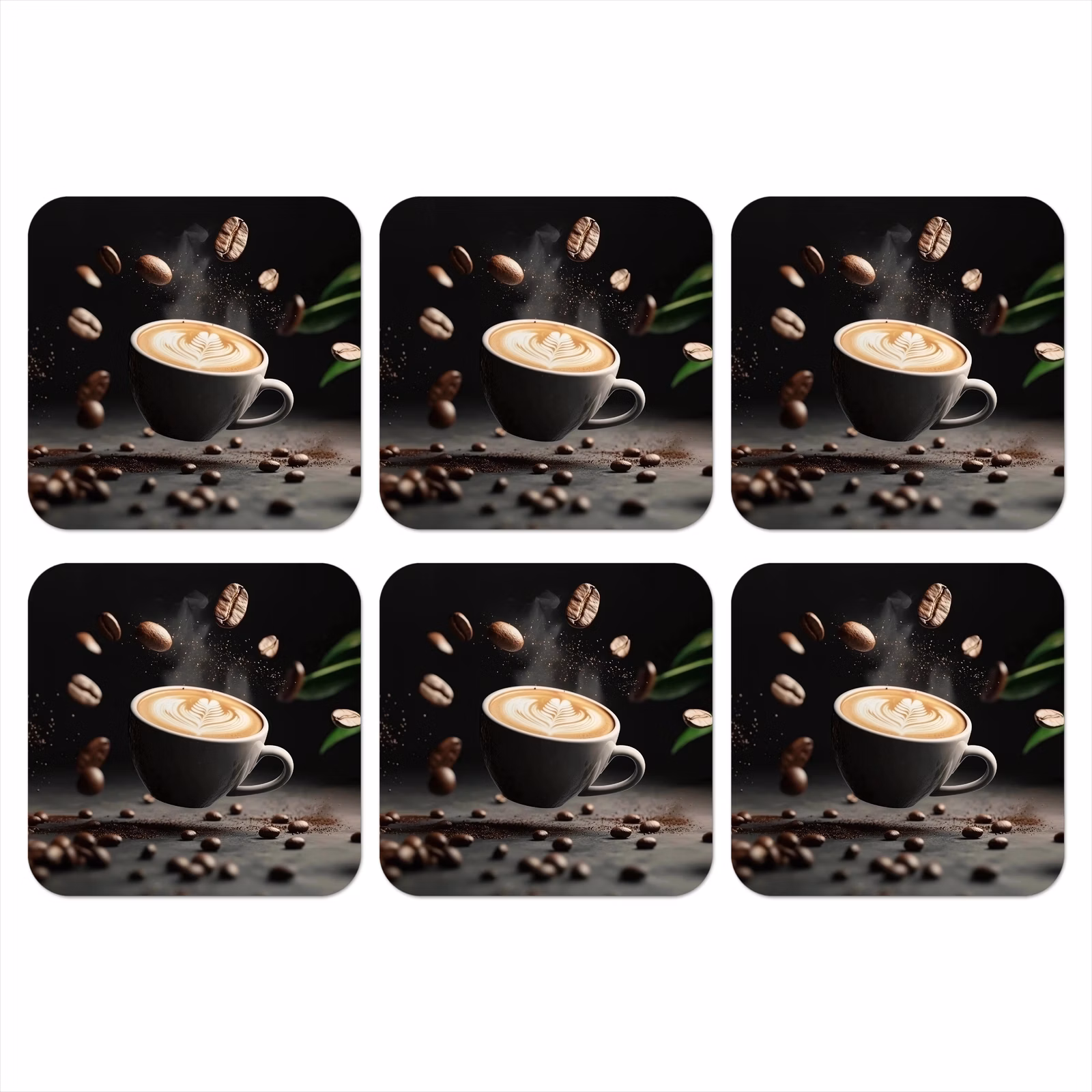 Onderzetter - Cappuccino - Kop - Bonen - Bruin — 1