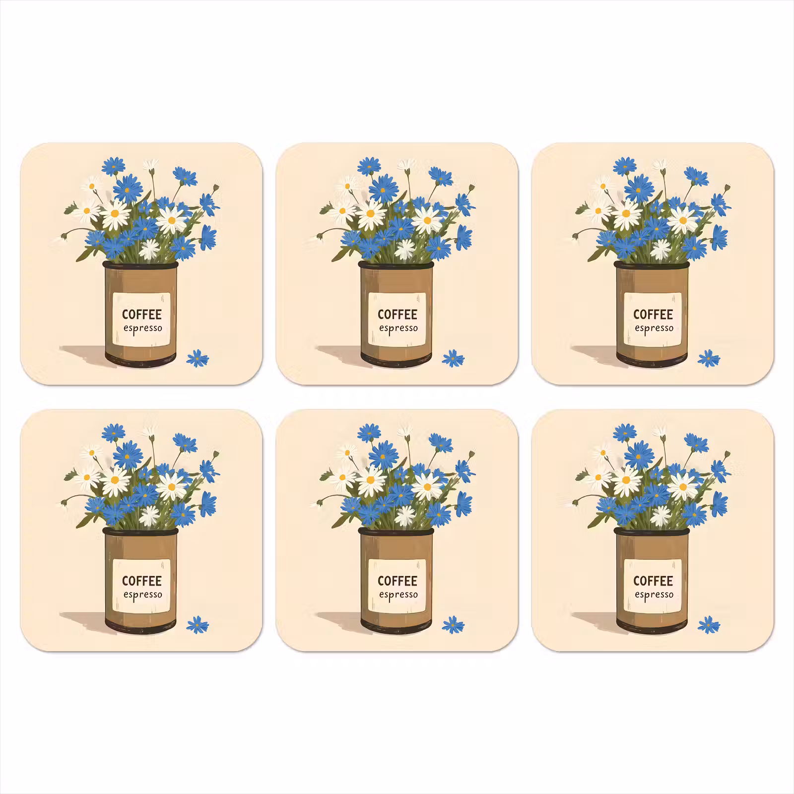 Onderzetter - Coffee - Blik - Minimalistisch - Bloemen — 1