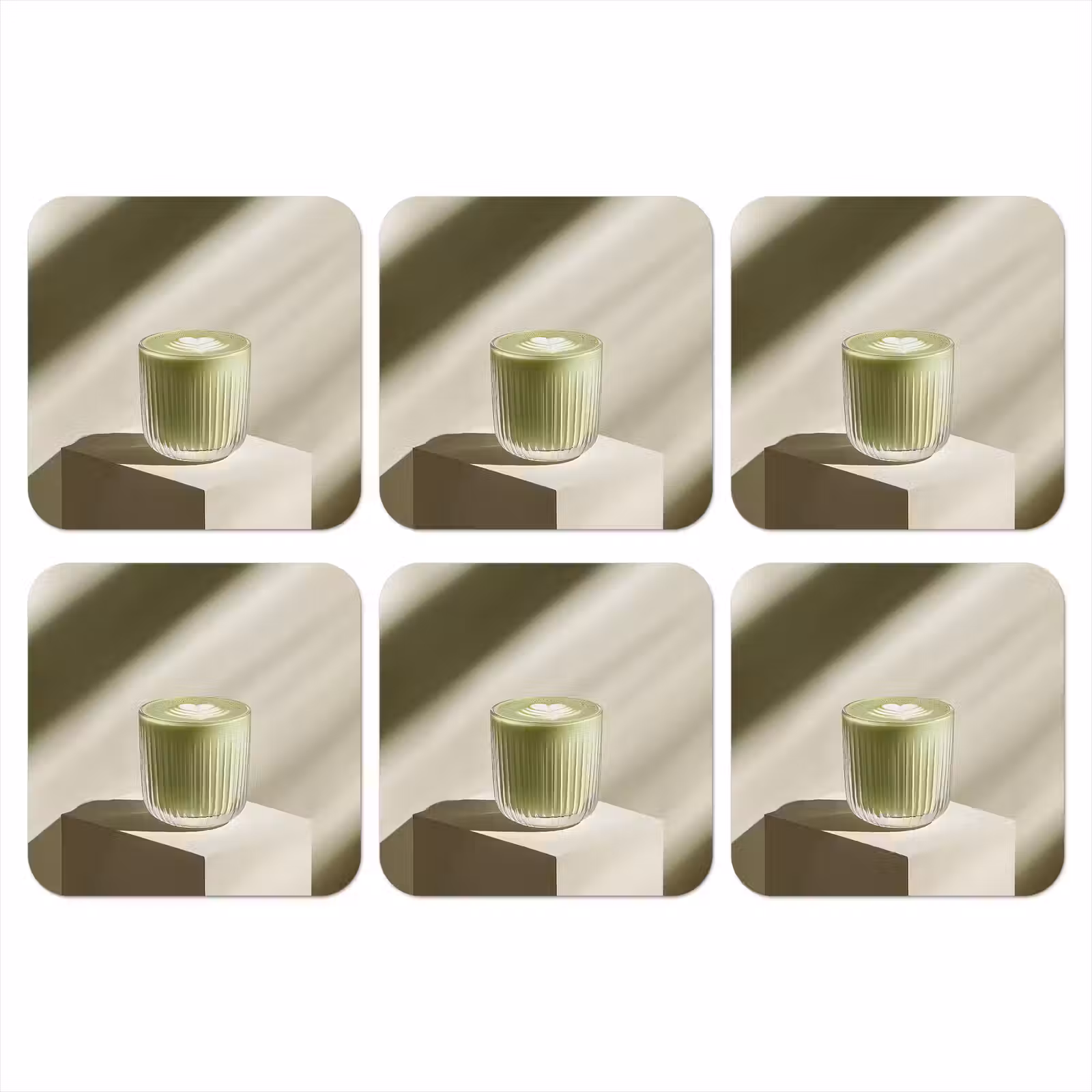 Onderzetter - Matcha - Glas - Groen - Minimalistisch — 1