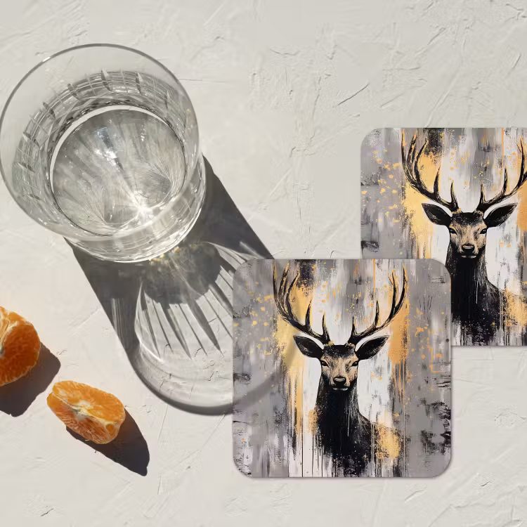 Onderzetter​ - Abstract - Hert - Gewei - Goud — 3
