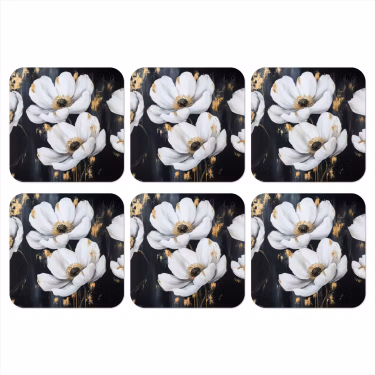 Onderzetter - Bloemen - Wit - Abstract — 1