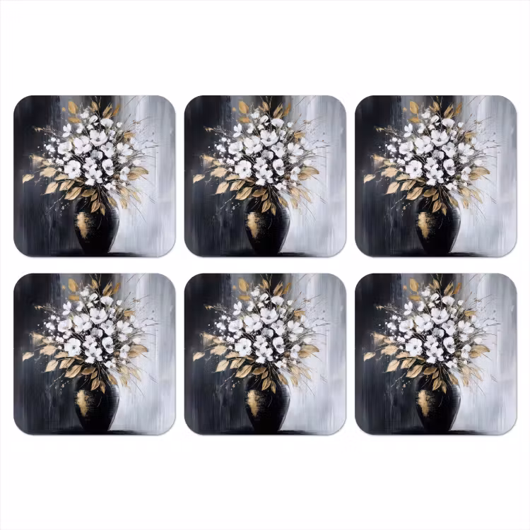 Onderzetter - Bloemen - Wit - Vaas - Abstract — 1