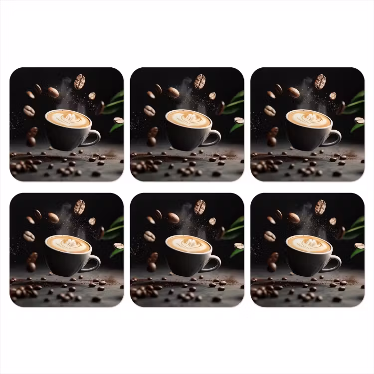 Onderzetter - Cappuccino - Kop - Bonen - Bruin — 1