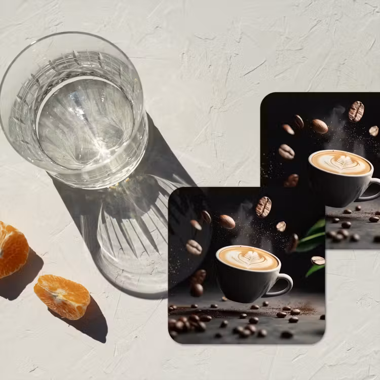 Onderzetter - Cappuccino - Kop - Bonen - Bruin — 3