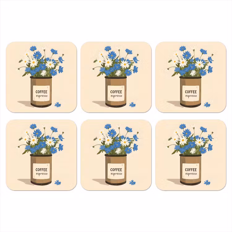 Onderzetter - Coffee - Blik - Minimalistisch - Bloemen — 1