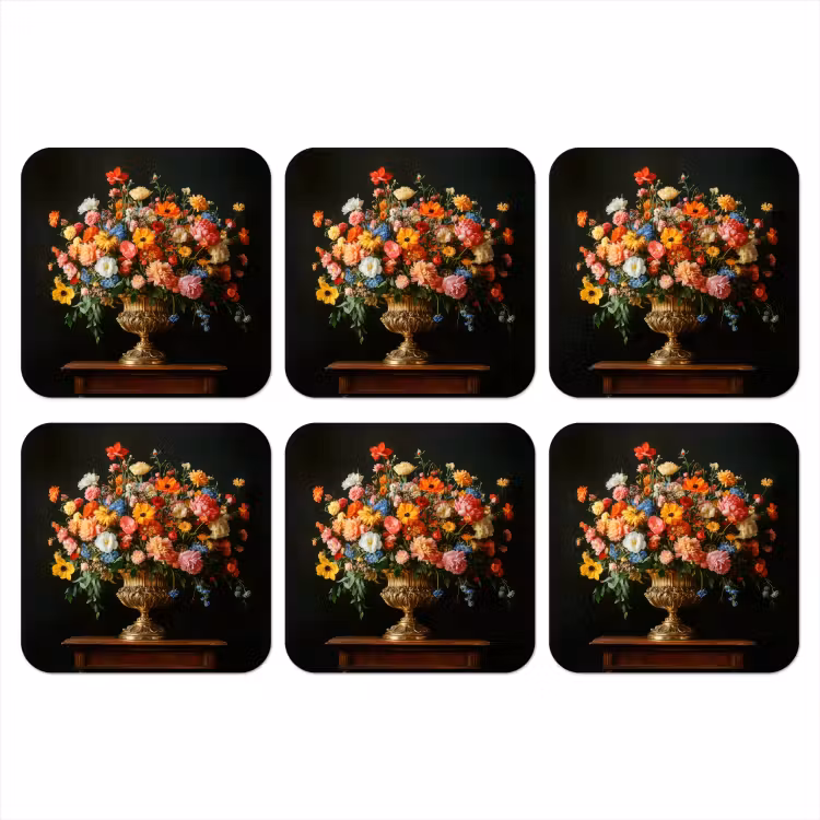 Onderzetter - Goud - Bloemen - Kleuren - Vaas — 1