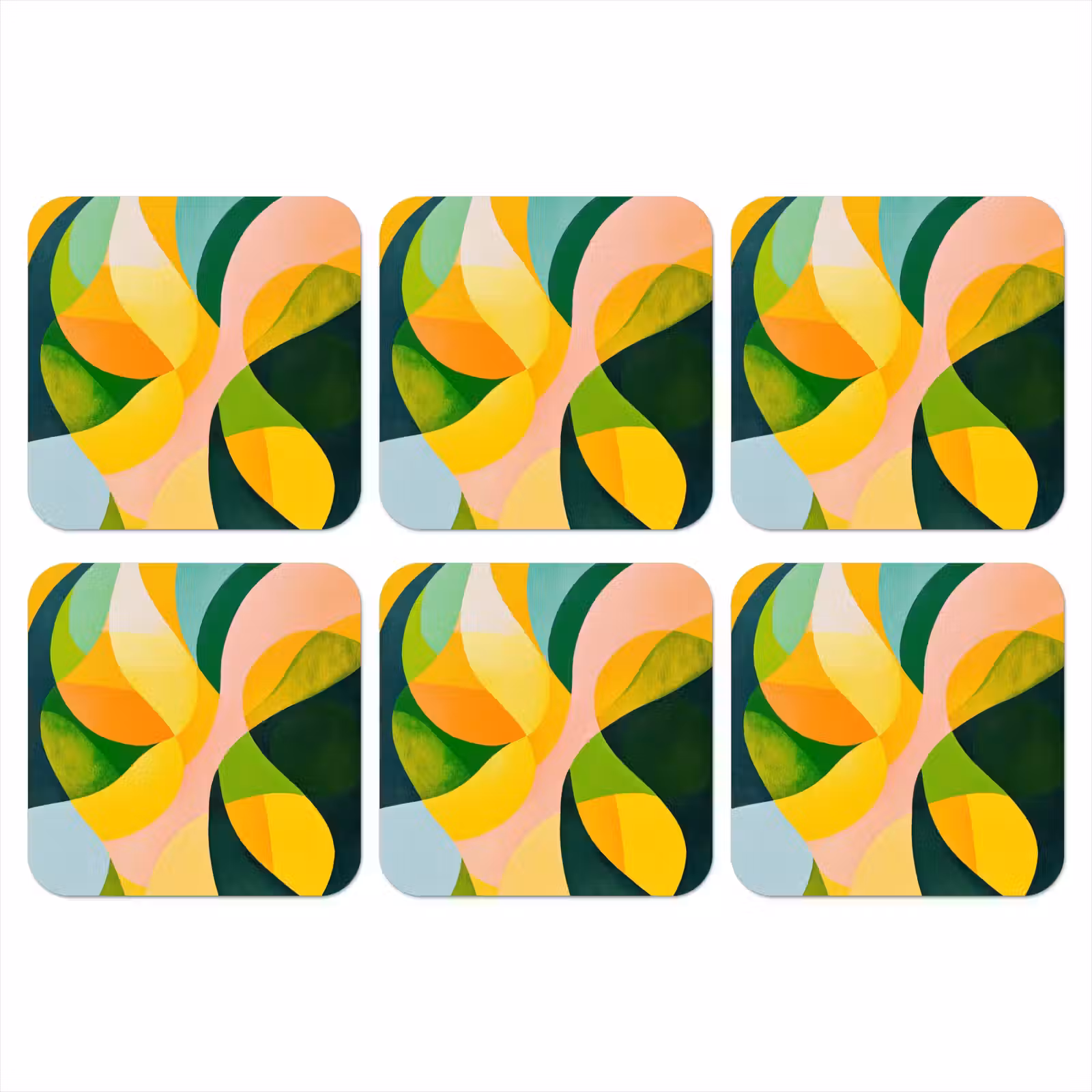 Onderzetter - Abstract - Geel - Roze - Groen — 1