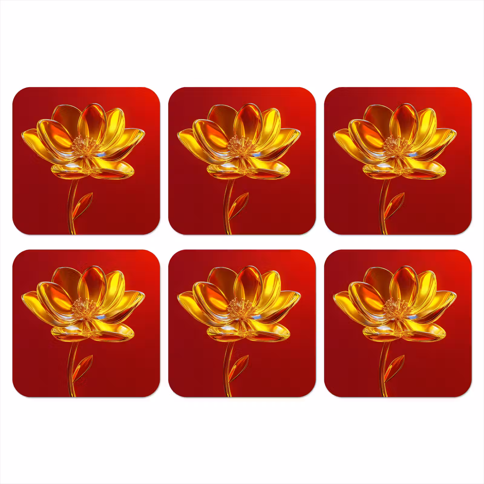 Onderzetter - Bloem - Goud - Glazen — 1