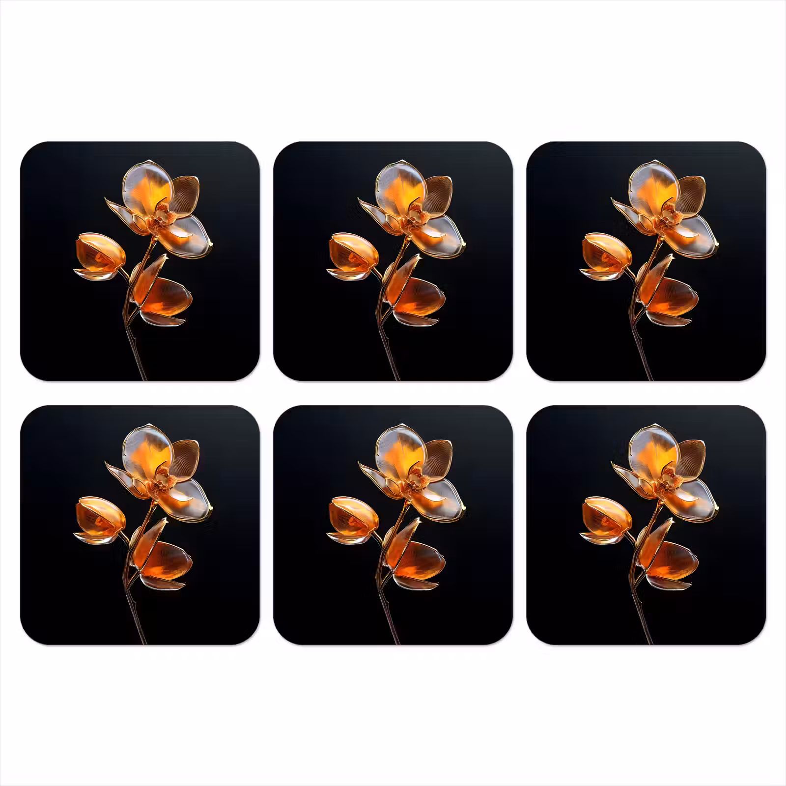 Onderzetter - Bloem - Orchidee - Oranje — 1