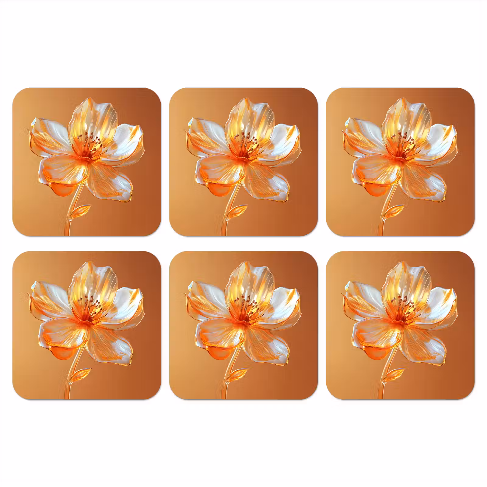 Onderzetter - Glazen - Bloem - Oranje — 1
