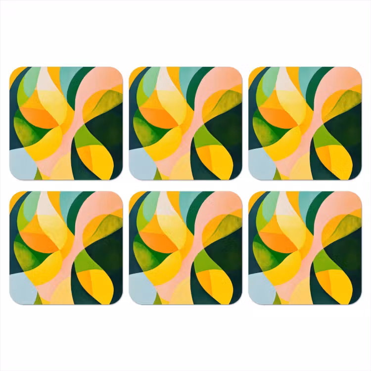 Onderzetter - Abstract - Geel - Roze - Groen — 1