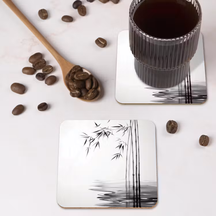 Onderzetter - Bamboestammen - Water - Minimalistisch - Wit — 4