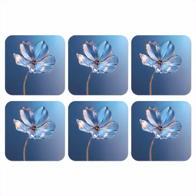 Onderzetter - Blauw - Bloem - Glazen - Sierlijk — 1