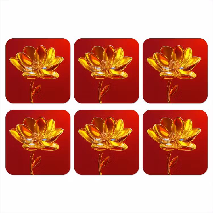 Onderzetter - Bloem - Goud - Glazen — 1