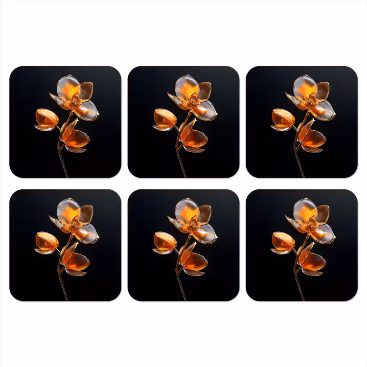 Onderzetter - Bloem - Orchidee - Oranje — 1