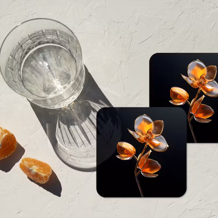 Onderzetter - Bloem - Orchidee - Oranje — 3