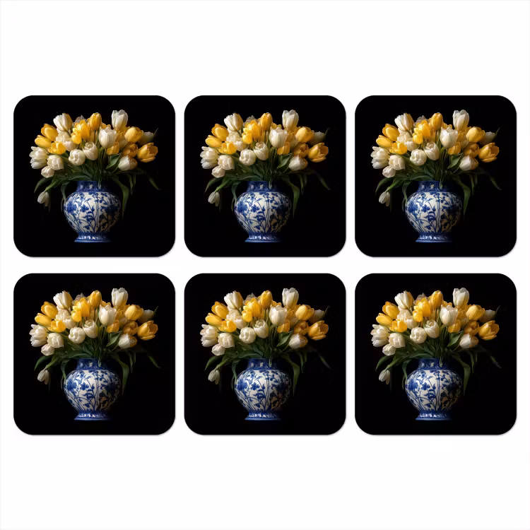 Onderzetter​ - Geel - Tulpen - Vaas - Bloemen — 1