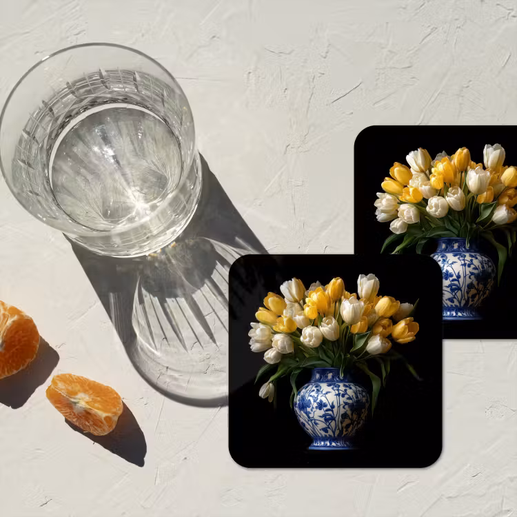 Onderzetter​ - Geel - Tulpen - Vaas - Bloemen — 3