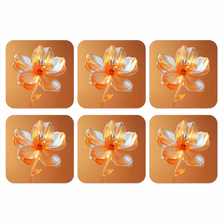 Onderzetter - Glazen - Bloem - Oranje — 1