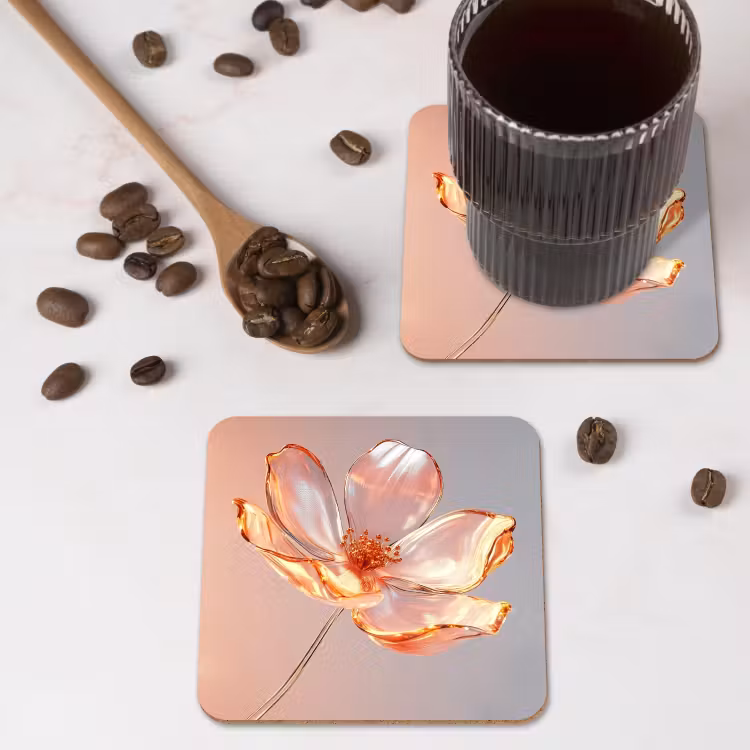 Onderzetter​ - Glazen - Bloem - Roze — 4