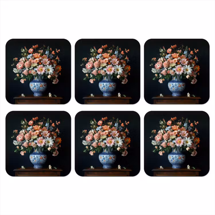 Onderzetter - Hout - Vaas - Kleuren - Bloemen — 1