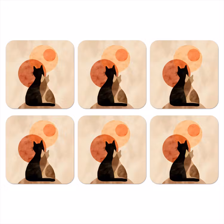 Onderzetter - Katten - Zwart - Abstract - Cirkels — 1