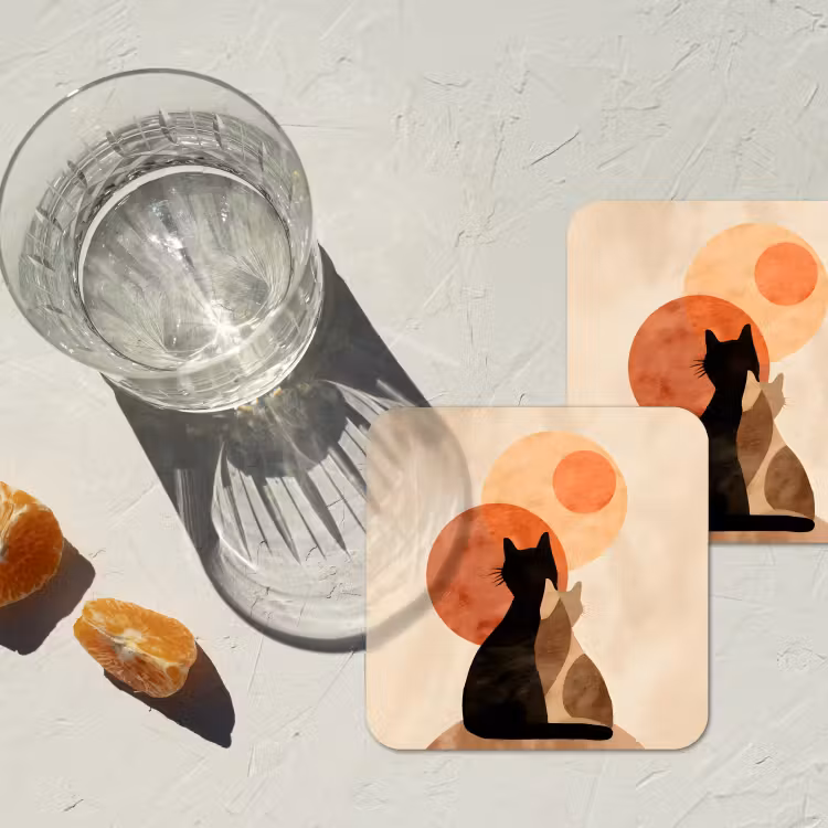 Onderzetter - Katten - Zwart - Abstract - Cirkels — 3