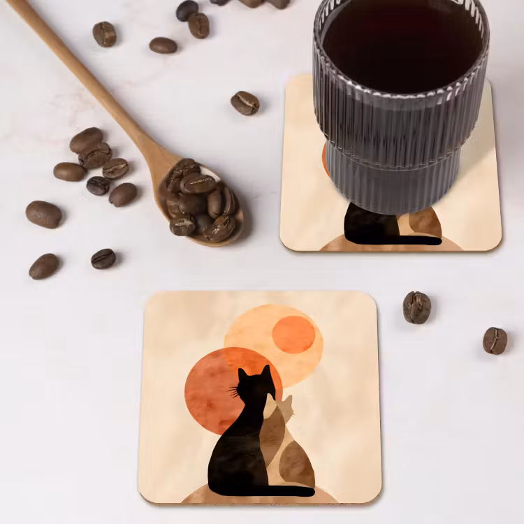 Onderzetter - Katten - Zwart - Abstract - Cirkels — 4