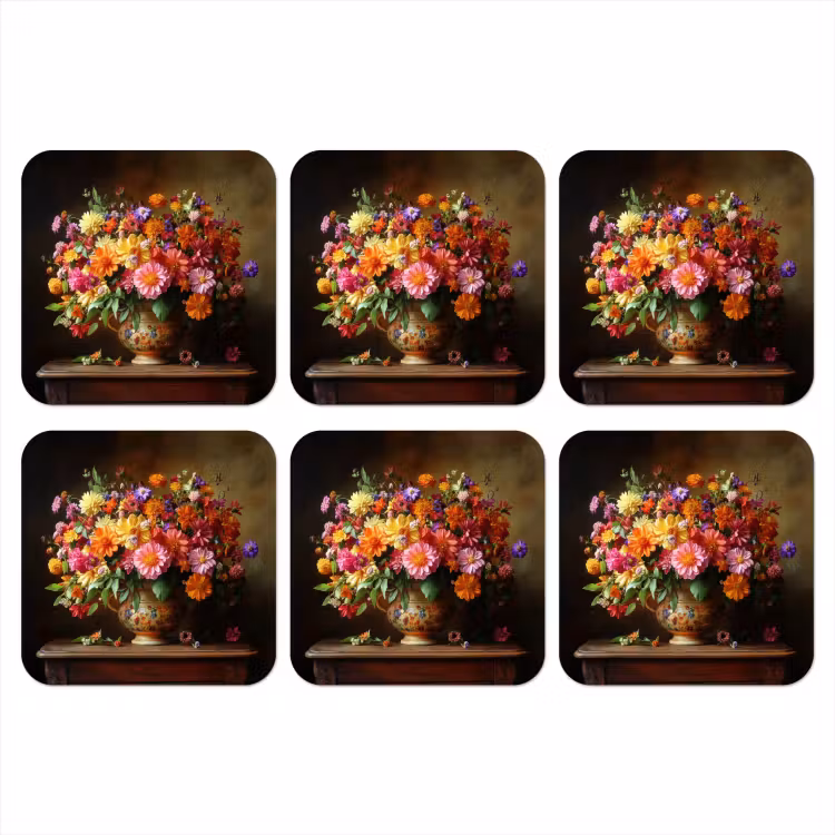 Onderzetter - Kleuren - Boeket - Vaas - Hout — 1