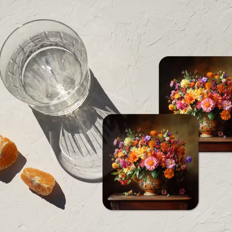 Onderzetter - Kleuren - Boeket - Vaas - Hout — 3