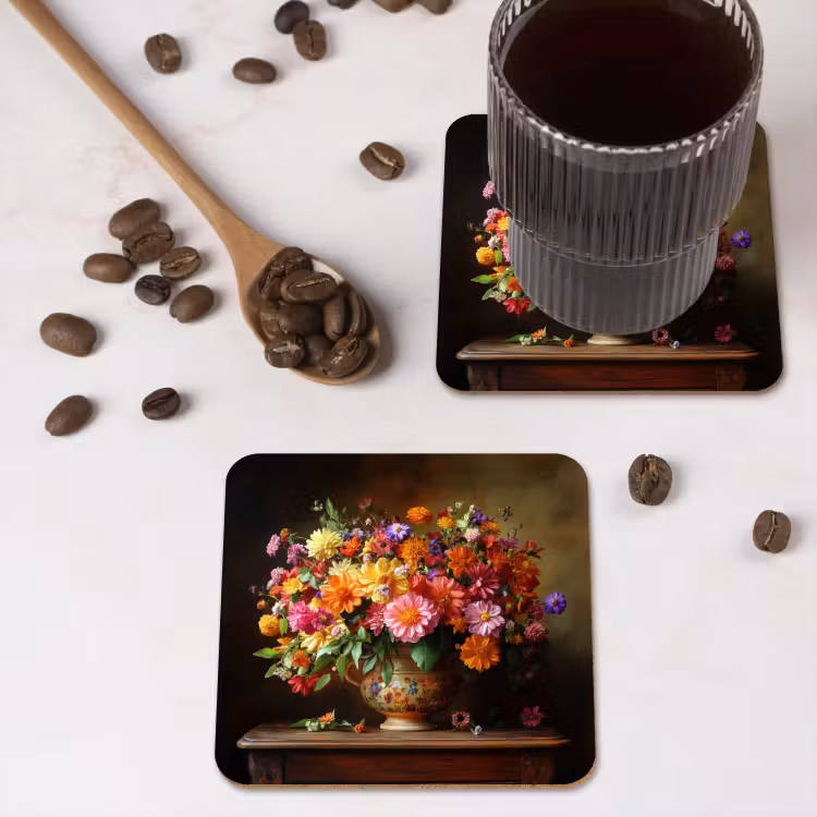 Onderzetter - Kleuren - Boeket - Vaas - Hout — 4